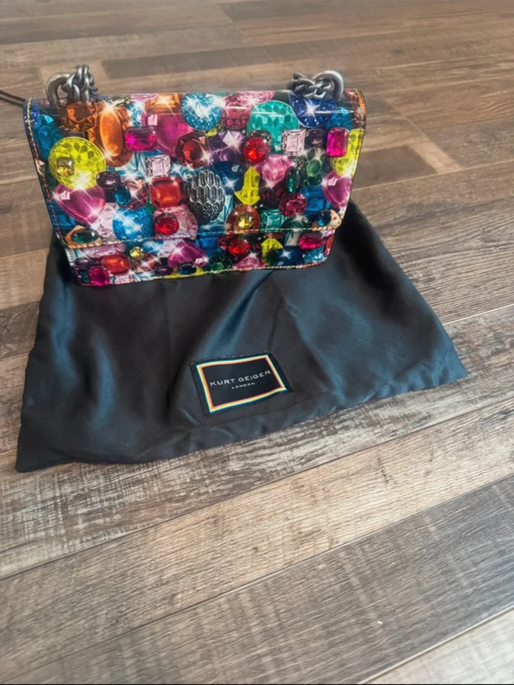 Kurt Geiger London Shorditch Jewel-Print Shoulder Bag in Multicolor Gem Tones
